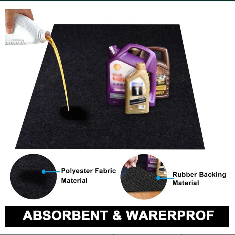 Heavy Duty Reusable Oil Spill Mat Garage Floor Anti-Slip Felt Mat for Under Car Waterproof Rubber Backing Protects Floor