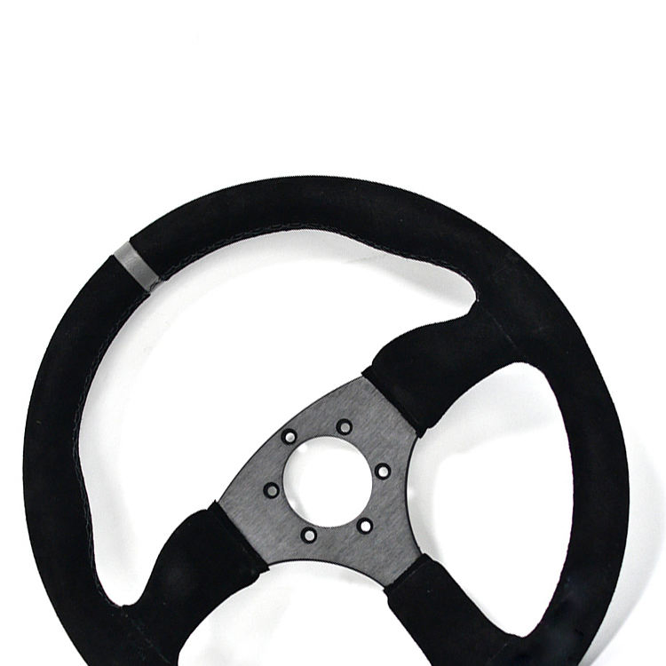 Custom Steering Wheel 13.8/350 mm 6 Bolts Grip Suede Leather Classic Steering Wheel for Rzr Can Am Golf Cart Spring Car