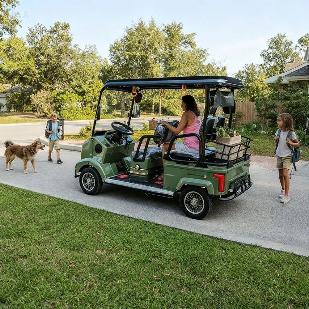 Hld Latest Model Electric Golf Cart with Roof 4 Seaters Electric Quadricycle