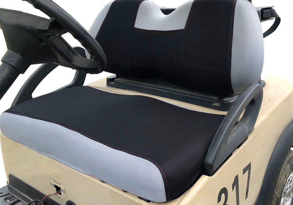 Club Car Precedent Golf Cart Rear Flip Seat Kit (2004-up) Buff Cushions