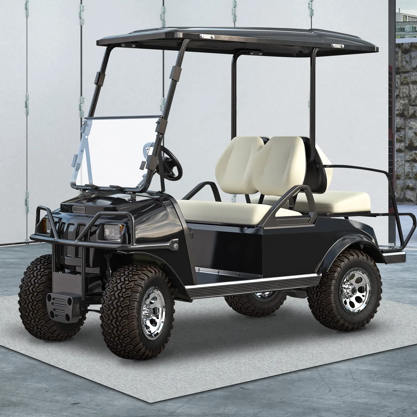 TPR Backing Motorcycle Rubber Garage Car Floor Mats for Golf Carts, Motorcycles, Trunk