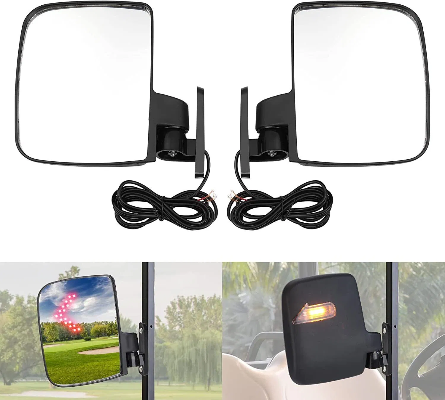 Electric Top Golf Cart Side Mirrors Golf Buggy Accessories 5 Years Warranty