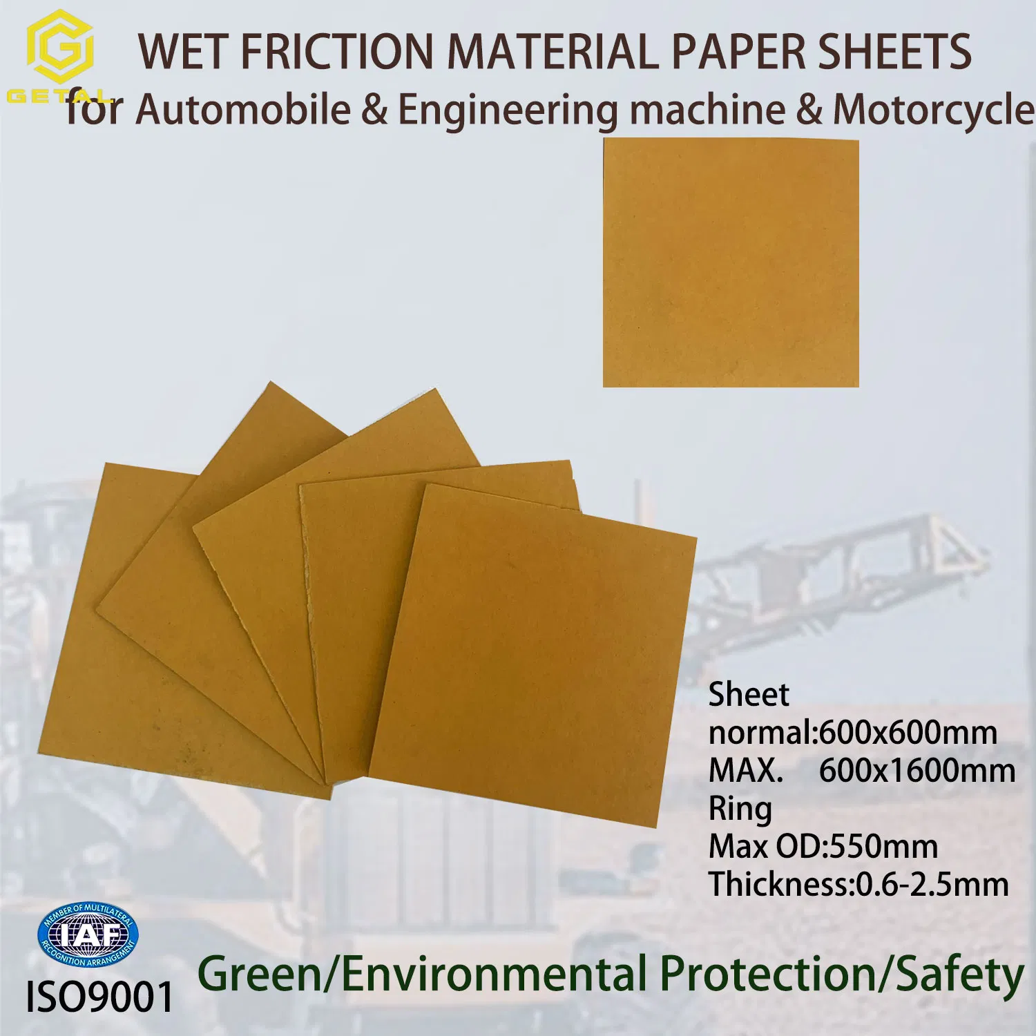 High Effective Wet Paper-Based Friction Material Sheets for Skid Steer Loader Brake