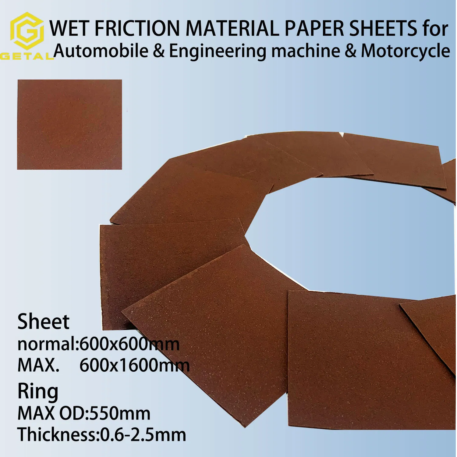 High Effective Wet Paper-Based Friction Material Sheets for Skid Steer Loader Brake