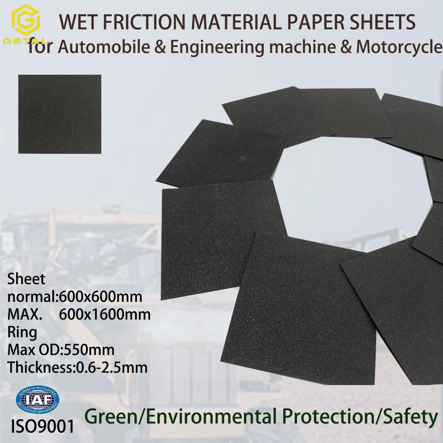 High Effective Wet Paper-Based Friction Material Sheets for Skid Steer Loader Brake