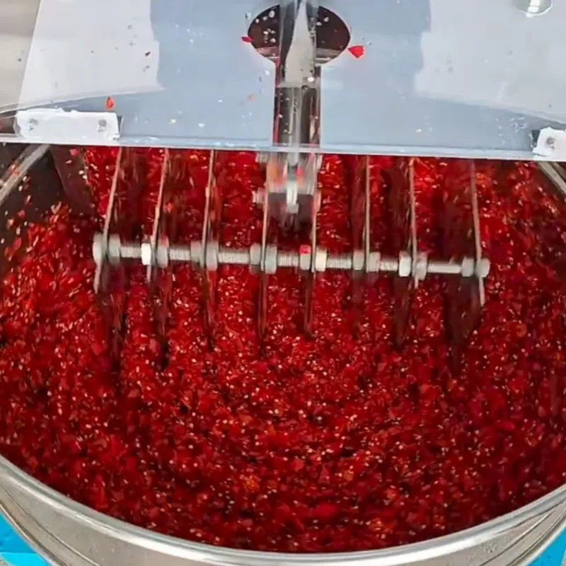 آلة قطع وخلط الفلفل الحار الأوتوماتيكية الصناعية للفلفل الأحمر والأخضر لتقطيع وتحريك المعدات لمصنع صلصة الفلفل الحار