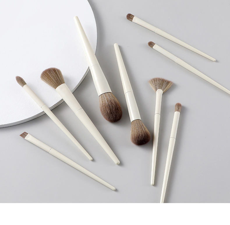 Conjunto de Pincéis de Maquiagem Plush White Zero Series Beautichen 10PCS - Kit Completo para Pó Solto, Blush, Sombras e Iluminador