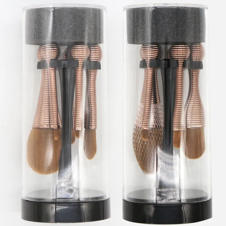 Conjunto de Pincéis de Maquiagem Sintéticos Mini Portátil Slim de Alta Qualidade com Organizador Cosmético Ferramenta de Beleza 5PCS