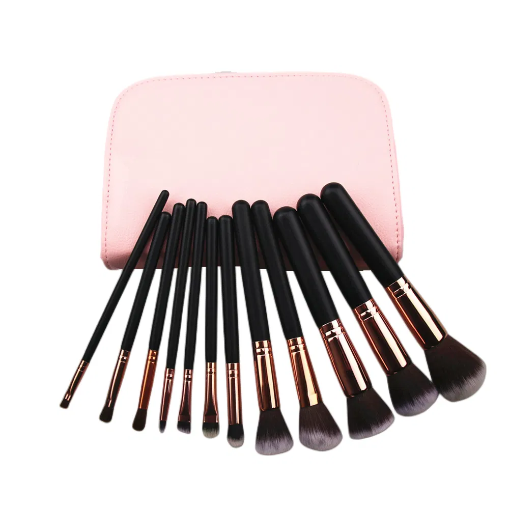 Conjunto de Pincéis de Maquiagem de Madeira Sintética Personalizados Beautichen 12 PCS Etiqueta Privada Pincéis de Maquiagem Feitos à Mão Personalizados