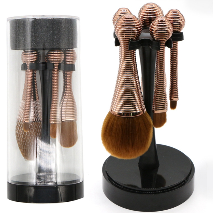 Conjunto de Pincéis de Maquiagem Sintéticos Mini Portátil Slim de Alta Qualidade com Organizador Cosmético Ferramenta de Beleza 5PCS