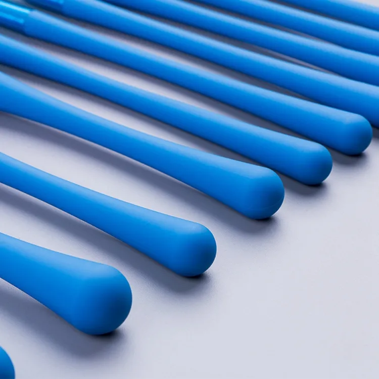 Crie Sua Própria Marca Logotipo Personalizado 10PCS Conjunto de Pincéis de Maquiagem de Cabelo Sintético Vermelho Azul Rótulo Privado para Ferramenta Cosmética de Beleza Feminina
