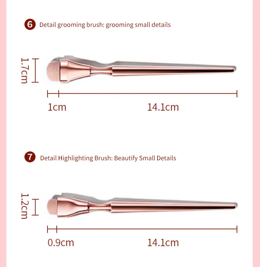 9PCS Conjunto de Pincéis Grandes para Maquiagem Pincel de Sombra de Olhos Pincel de Sobrancelha Corretivo Cosméticos Ferramentas de Beleza Maquiagem