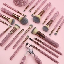 Conjunto de Pincéis de Maquiagem com Diamante Glitter e Strass para Rosto, Blush e Sombra de Olhos, Kit Profissional em Caixa de Presente Luxuosa, Essencial para Festas