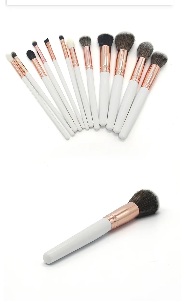 Conjunto de Pincéis de Maquiagem Personalizado de Alta Qualidade Vegano com Logo Profissional e Etiqueta Privada com Estojo 12PCS