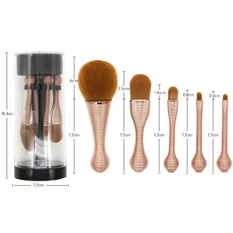 Conjunto de Pincéis de Maquiagem Sintéticos Mini Portátil Slim de Alta Qualidade com Organizador Cosmético Ferramenta de Beleza 5PCS