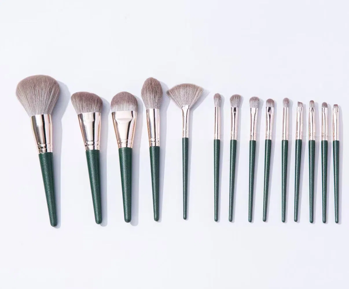 Conjunto de Pincéis de Maquiagem Sintéticos Personalizados por Atacado 14PCS Veganos para o Rosto