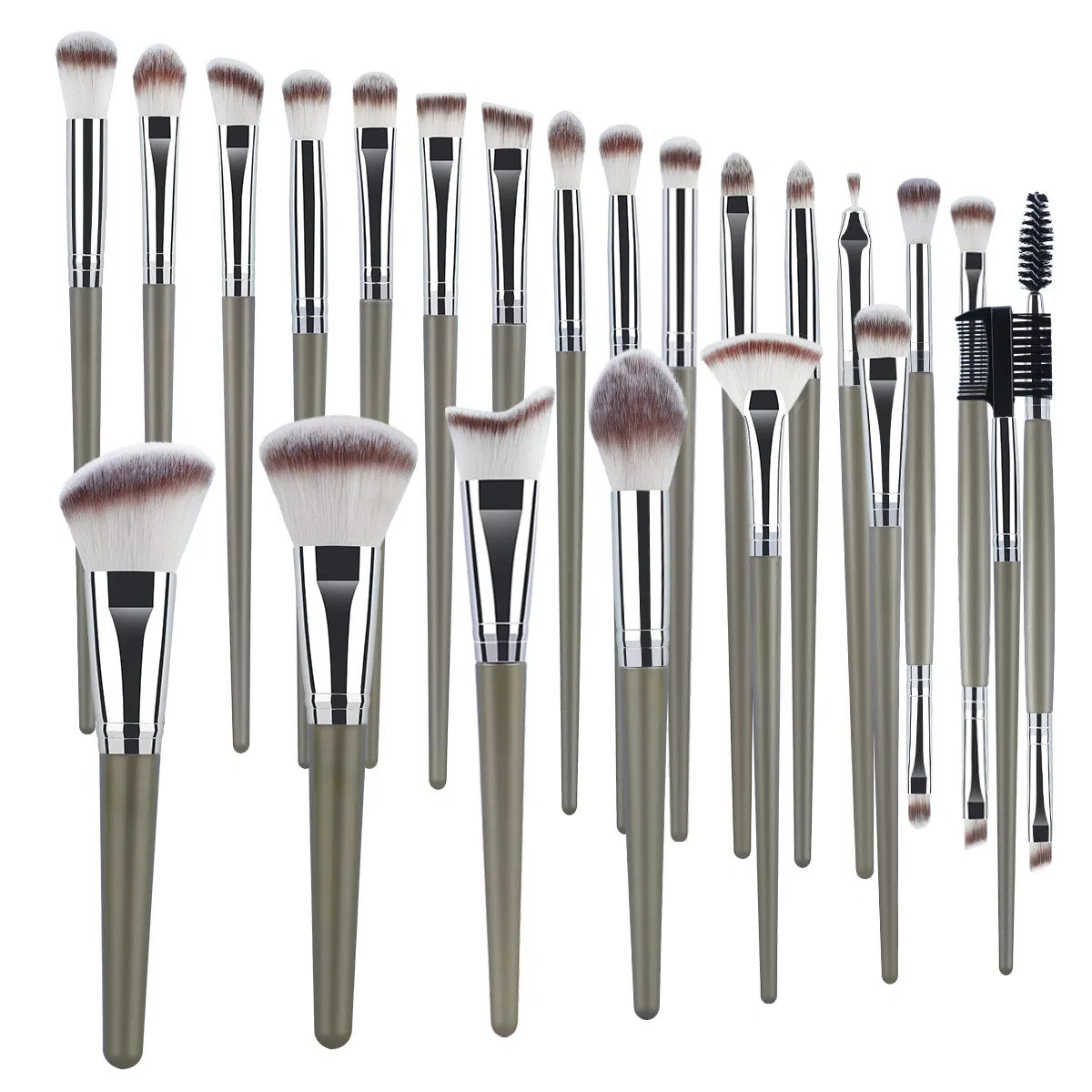 Conjunto de Pincéis de Maquiagem Profissional Beautichen 20-Piece Verde Cinza com Estojo de Viagem – Cerdas Sintéticas Macias, Pincéis para o Rosto, Olhos e Lábios
