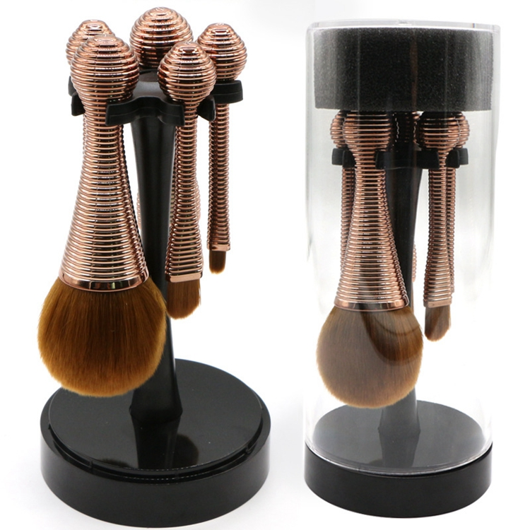 Conjunto de Pincéis de Maquiagem Sintéticos Mini Portátil Slim de Alta Qualidade com Organizador Cosmético Ferramenta de Beleza 5PCS