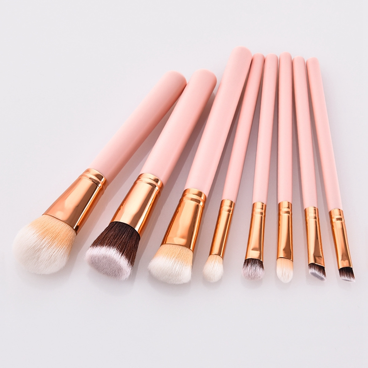 Conjunto de Pincéis de Maquiagem em Fibra de Nylon Personalizado Rosa para Meninas