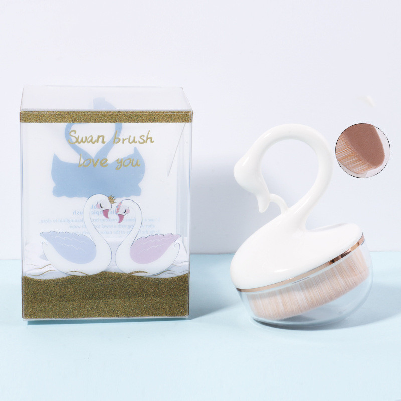 Pincel de Pó Cosmético de Topo Plano Kabuki de Luxo para Maquiagem de Fundação de Design de Moda Cygne Único para 55#