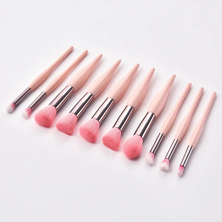 Conjunto de Pincéis de Maquiagem Premium Sintético para Base, Pó, Corretivos, Sombras para Olhos 10 PCS