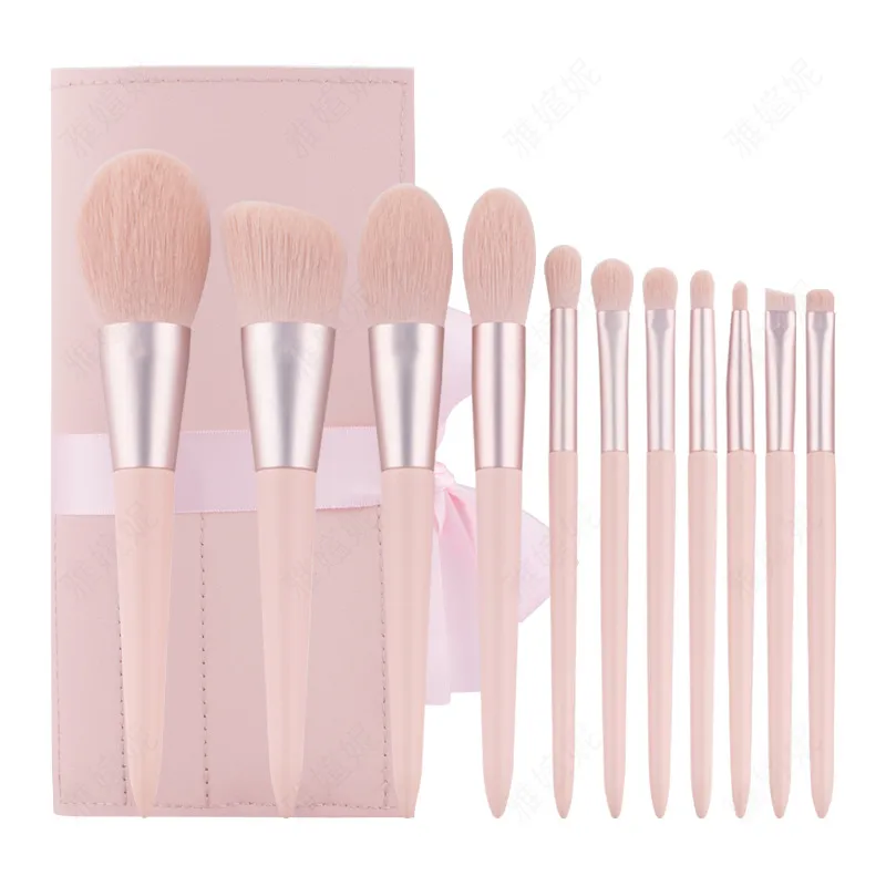 Conjunto de Pincéis de Maquiagem Profissional Beautichen 12-Piece - Cabo de Madeira Azul para Base, Corretivo, Mistura e Contorno com Estojo de Viagem