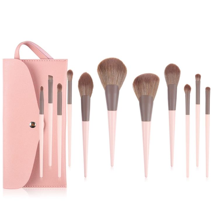 Conjunto de Pincéis de Maquiagem Personalizados Criativos Rosa 11PCS Conjunto de Pincéis de Maquiagem e Bolsa de Alta Qualidade com Logo Personalizado Coreano
