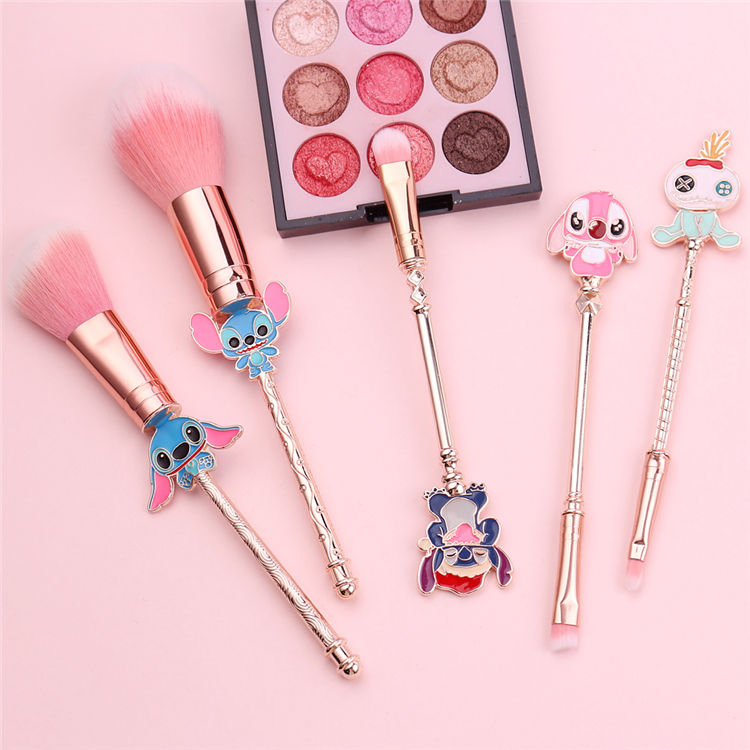 Conjunto de Pincéis de Maquiagem de Beleza em Desenho Animado para Pó e Sombra de Olhos