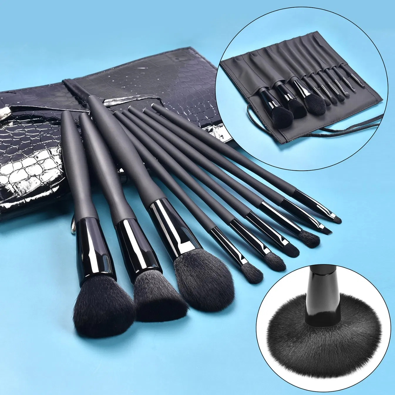 Conjunto de Pincéis de Maquiagem para Produtos Cosméticos por Atacado 9PCS Ferramentas de Beleza para Sombra e Base