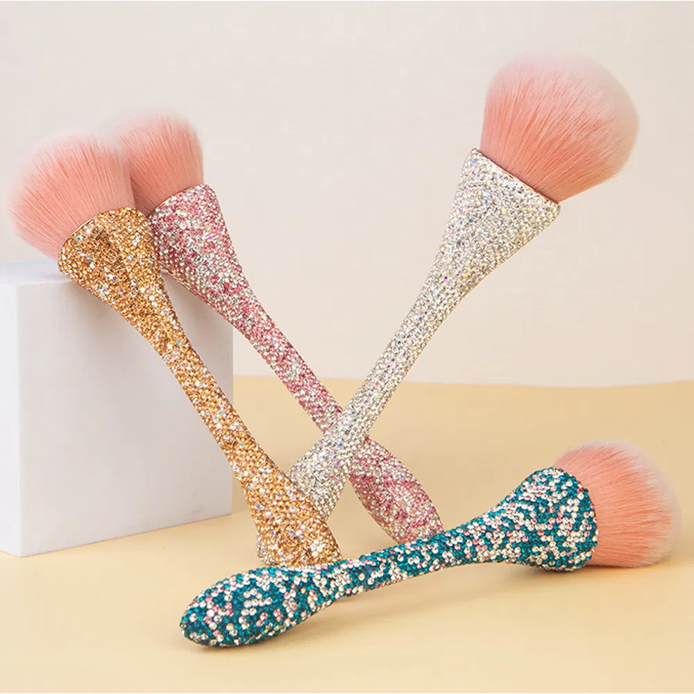 Pó de Unha de Blush Kabuki Único Pincéis de Maquiagem para o Rosto Pó de Beleza Brilhante Pincel Cosmético de Cristal Facial