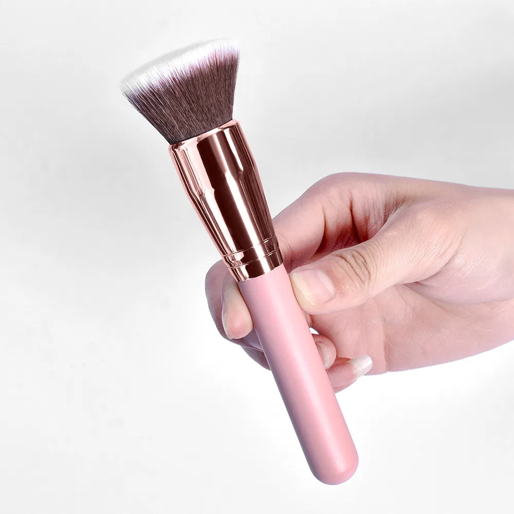 Pincel de Fundação Kabuki de Topo Plano de Marca Própria, Denso, Macio, Sintético para Maquiagem de Líquido, Creme e Pó
