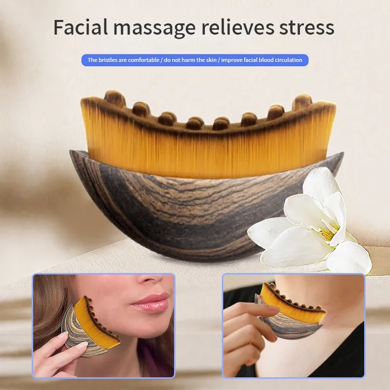 Escova de Contorno Linfático para o Rosto, uma escova para contorno facial e massagem linfática
