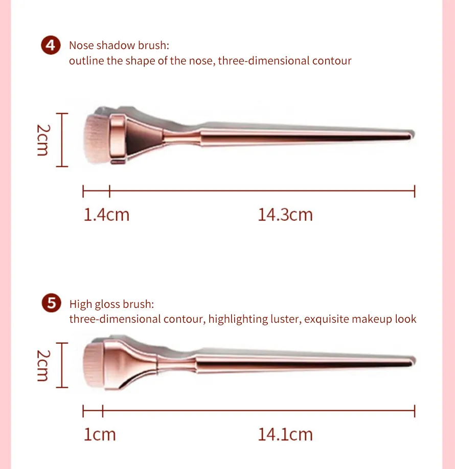 9PCS Conjunto de Pincéis Grandes para Maquiagem Pincel de Sombra de Olhos Pincel de Sobrancelha Corretivo Cosméticos Ferramentas de Beleza Maquiagem