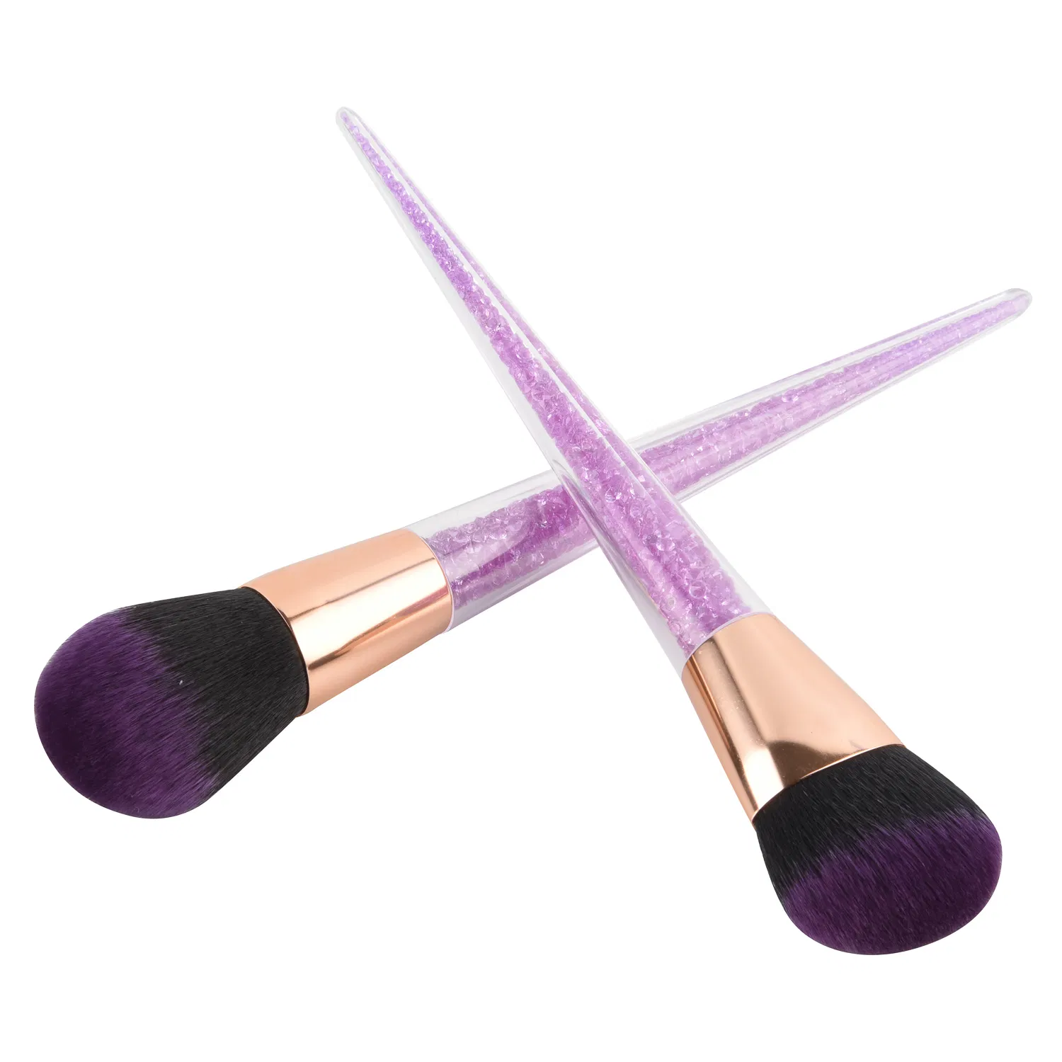 Conjunto de Pincéis de Maquiagem com Cabo de Cristal Personalizado Beautichen Fashionável 7 PCS Pincéis de Maquiagem com Glitter Roxo