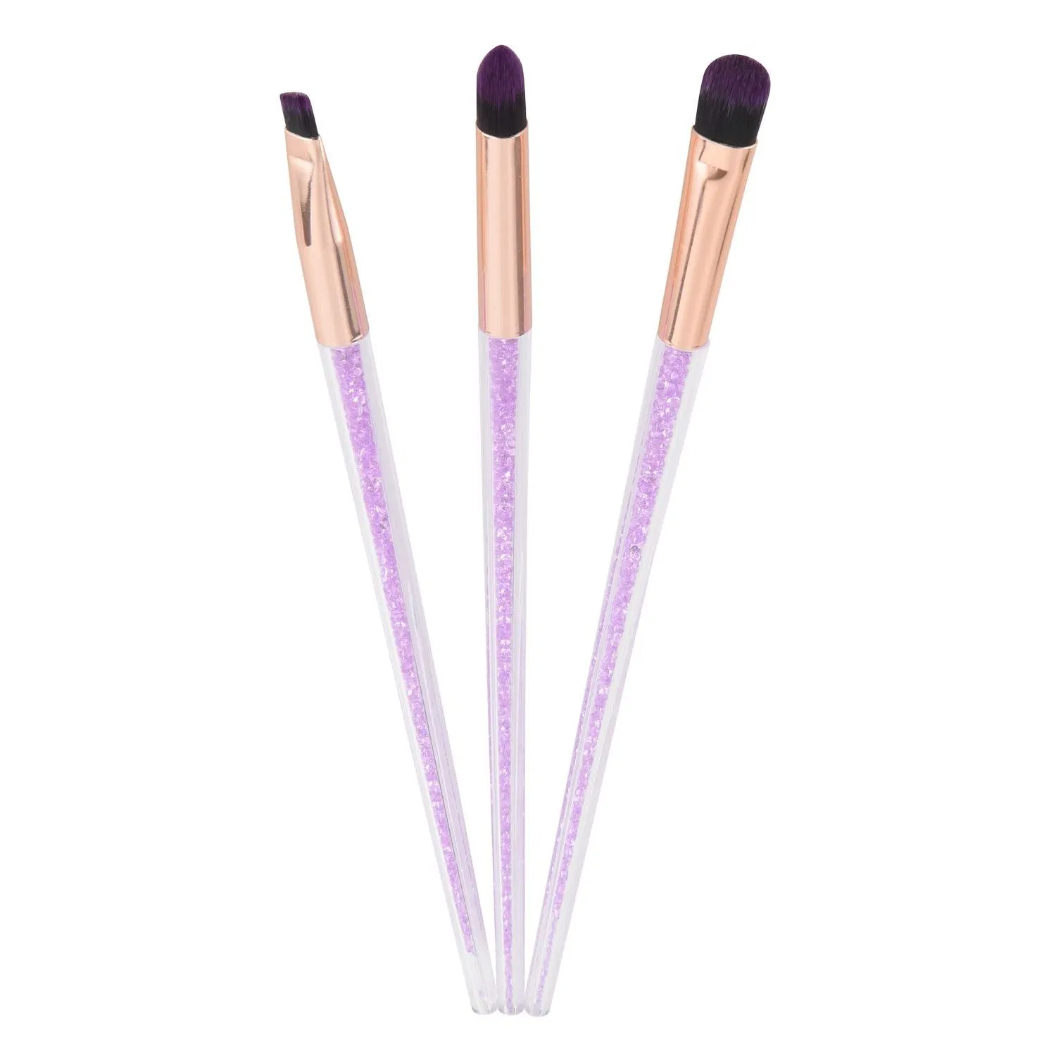 Conjunto de Pincéis de Maquiagem com Cabo de Cristal Personalizado Beautichen Fashionável 7 PCS Pincéis de Maquiagem com Glitter Roxo
