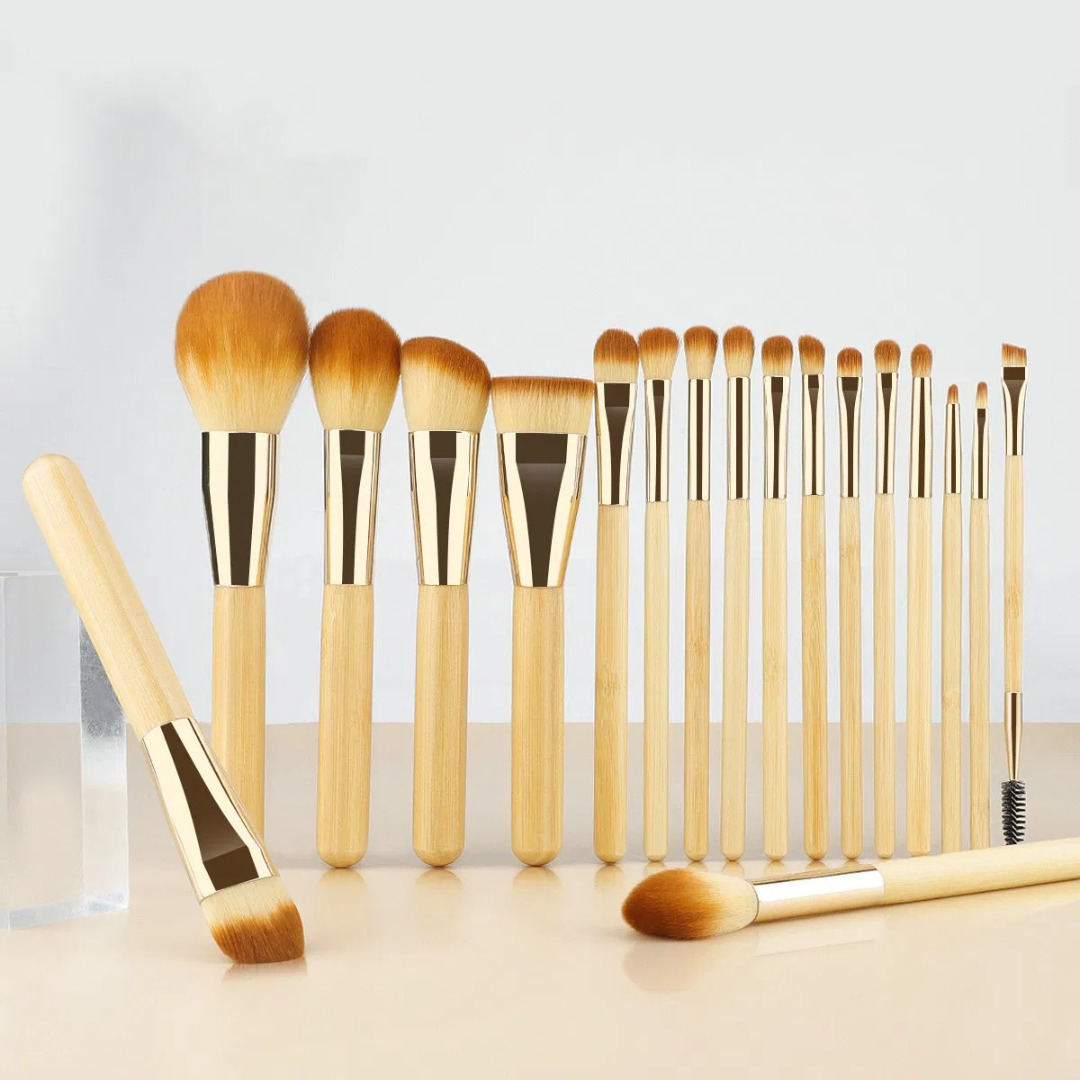 Conjunto de Pincéis de Maquiagem Beautichen 18-Piece – Pincéis Veganos Ecológicos para Base, Pó, Mistura, Sombra, Contorno, Delineador e Sobrancelha