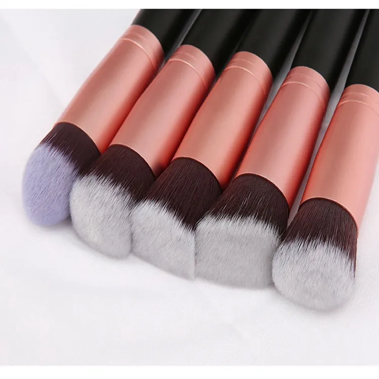 Venda Quente da Amazon 14 Pincéis de Maquiagem Naturais Veganos Foscos em Ouro Rosa Conjunto de Pincéis de Beleza para Base