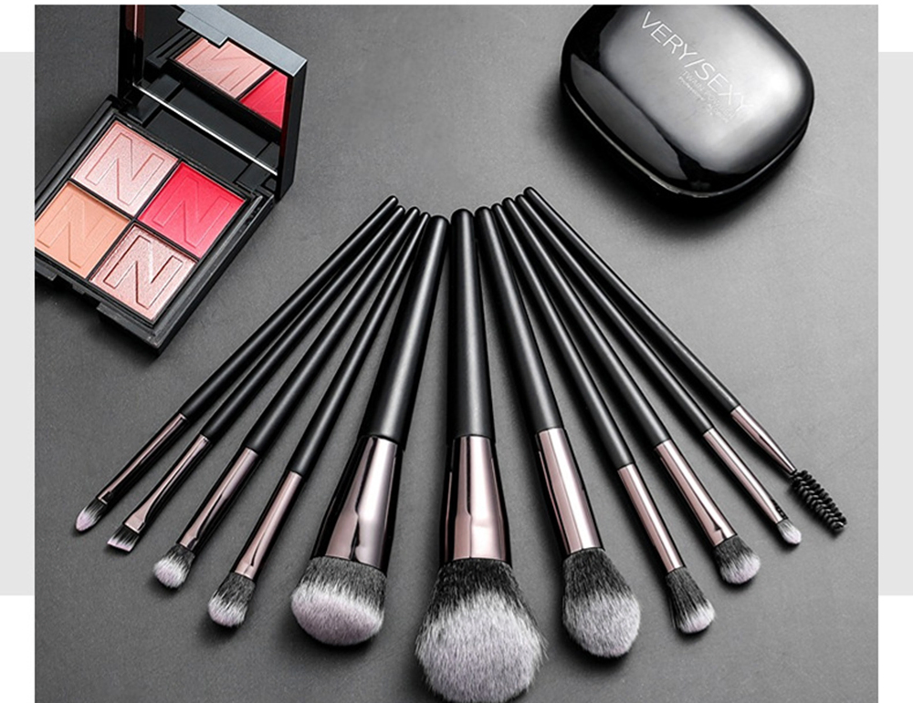 Wholesale Custom 11PCS Black Luxury Density Professional Portable Makeup Brush Set