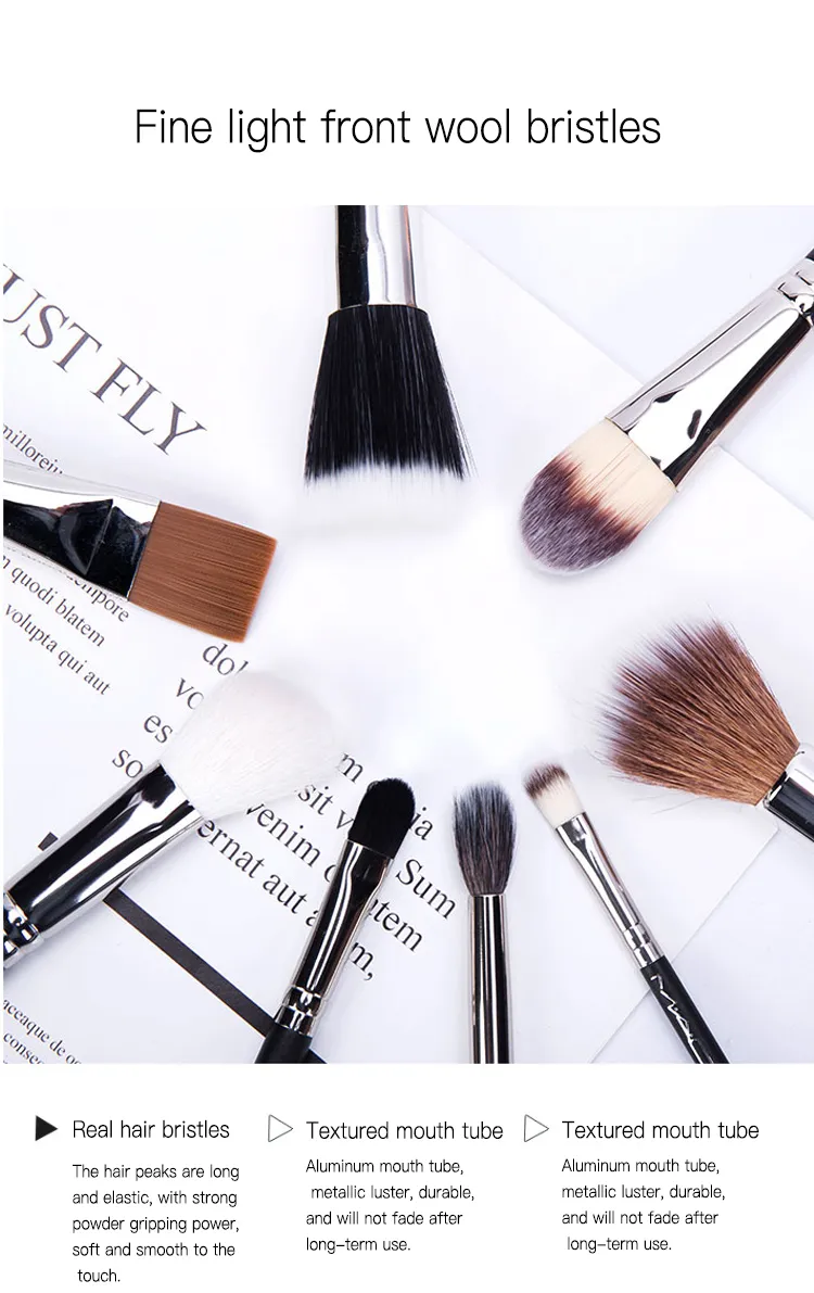 14PCS Conjuntos de Pincéis de Maquiagem Preto Profissional Kabuki Sintético Premium