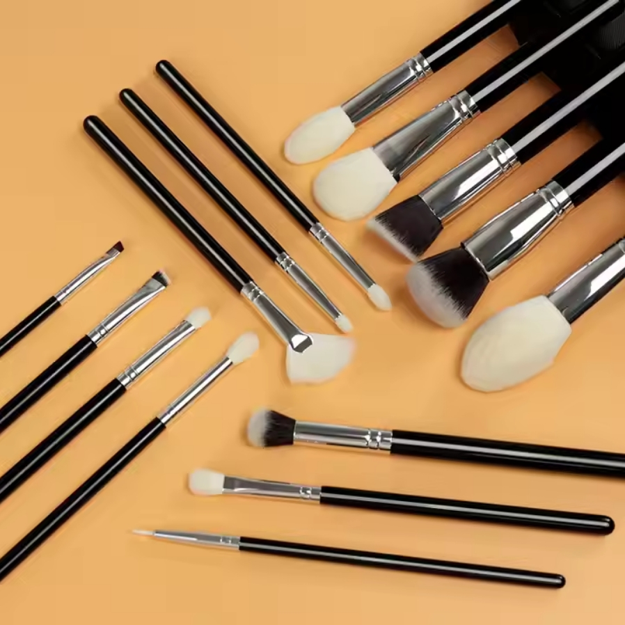15 Conjunto de Pincéis de Maquiagem Profissional de Cabelo de Cabra de Luxo da Marca Privada PCS