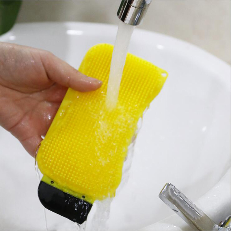 Esfregão de Silicone Multifuncional para Lavagem de Louça com Dispenser de Sabão Integrado Ferramenta de Limpeza de Cozinha Esg11989