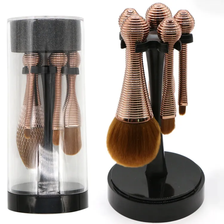 Conjunto de Pincéis de Maquiagem Sintéticos Mini Portátil Slim de Alta Qualidade com Organizador Cosmético Ferramenta de Beleza 5PCS