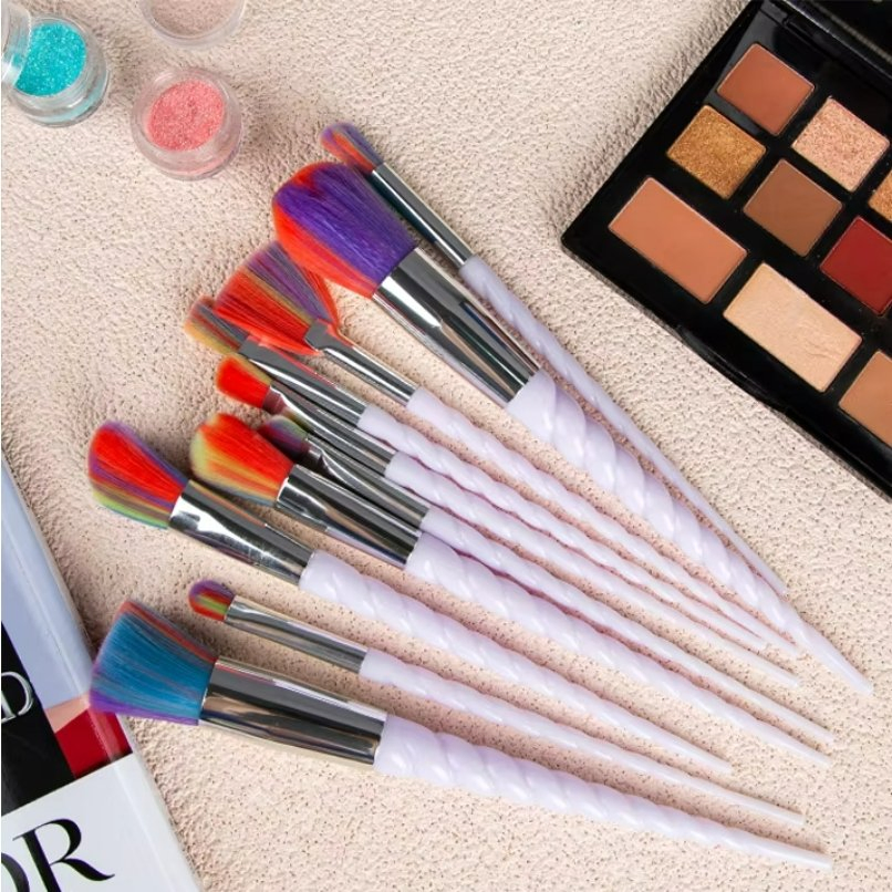 Pó de Fundação Profissional Creme Blush Roxo Claro Pincel de Maquiagem com Cabo Espiral