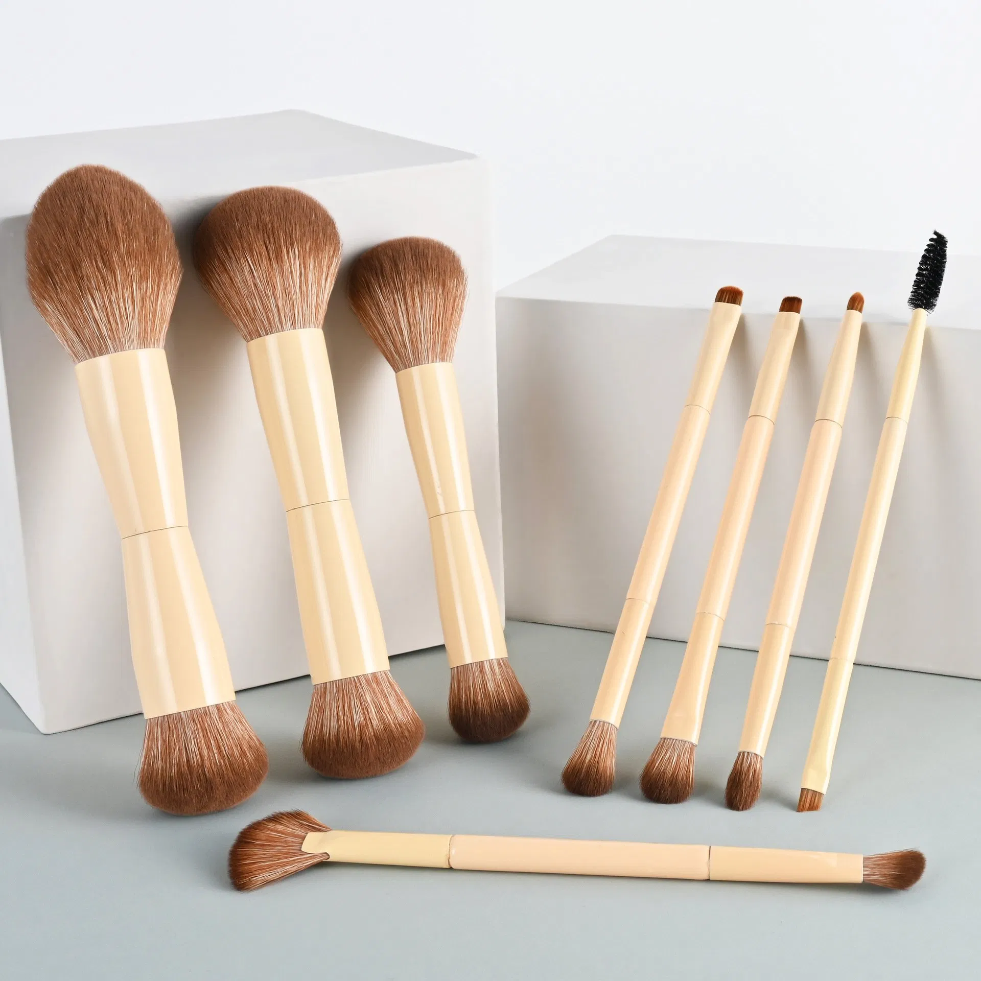 Conjunto de Pincéis de Maquiagem Dupla Face de Alta Qualidade Vegano 8PCS