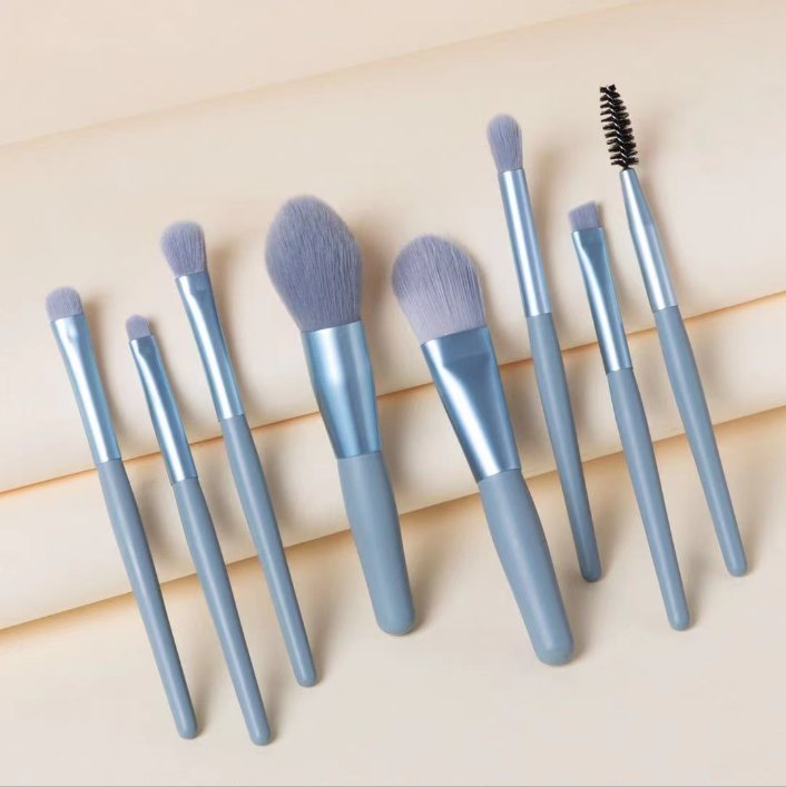 8-Piece Conjunto de Pincéis de Maquiagem Mini, Pincel de Sombra, Pincel de Corretivo, Pincel de Pó, Kit de Cerdas Macias para Iniciantes, Ferramentas de Beleza