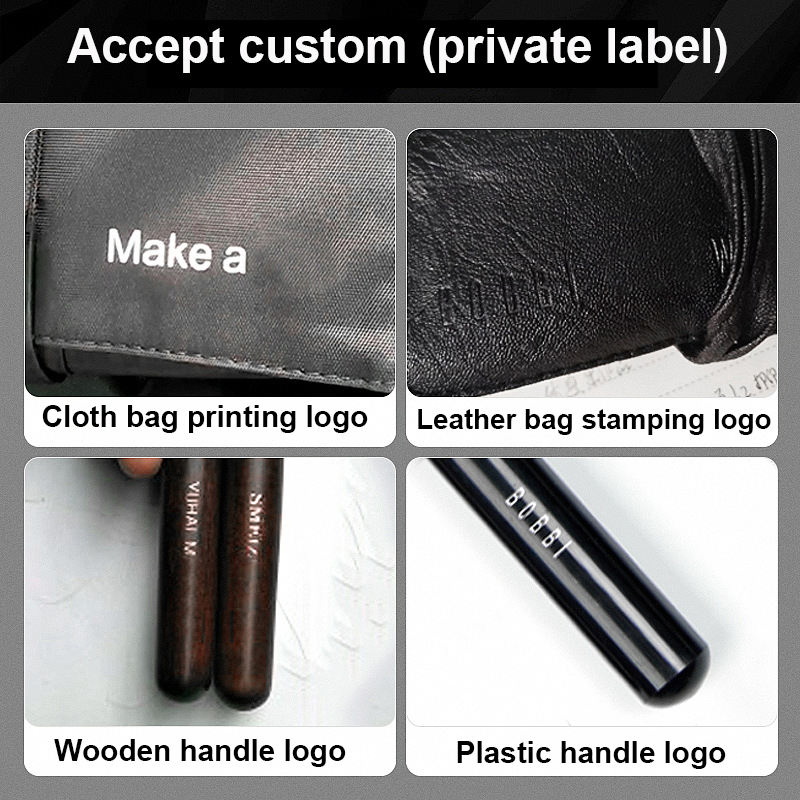 13 Conjunto de Pincéis de Maquiagem PCS com Logo Personalizado para Corretivo, Blush e Pó