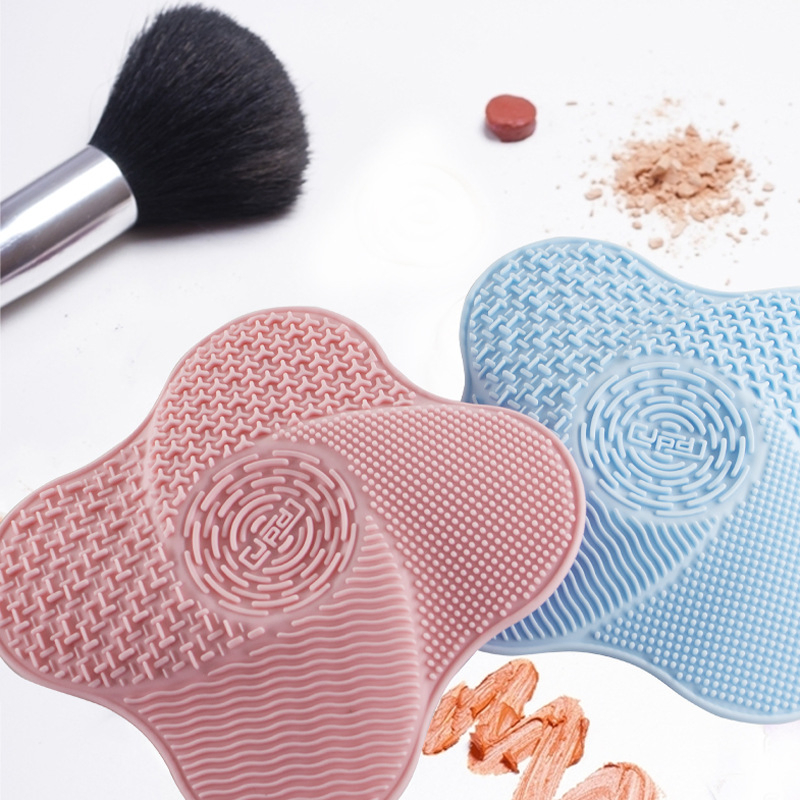 Tapete de Limpeza de Pincéis de Maquiagem de Silicone com Ventosa, Almofada Scrubber Multifuncional