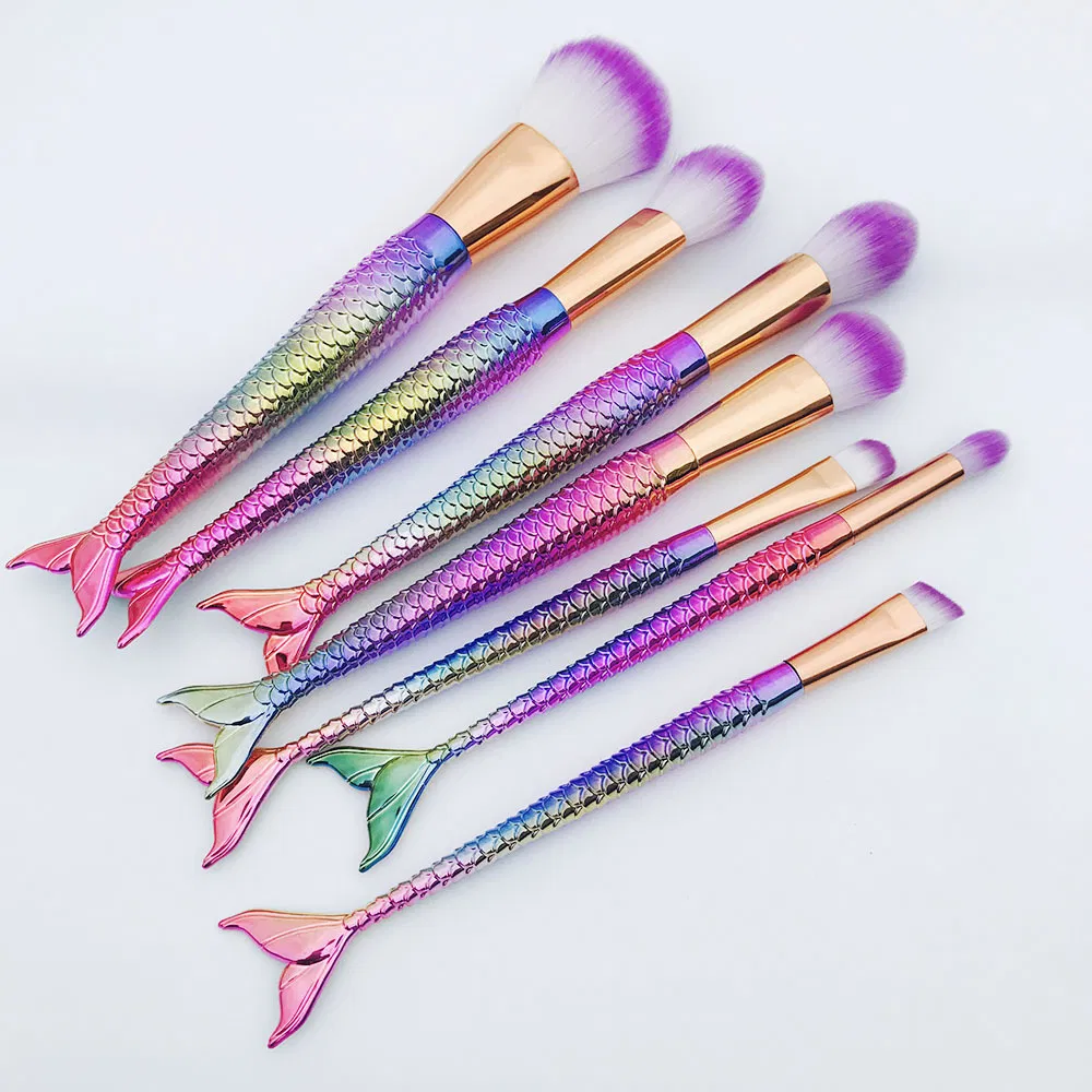 Conjunto de Pincéis de Maquiagem Cosméticos de Sereia para Fundamento Artista Iluminador para o Rosto