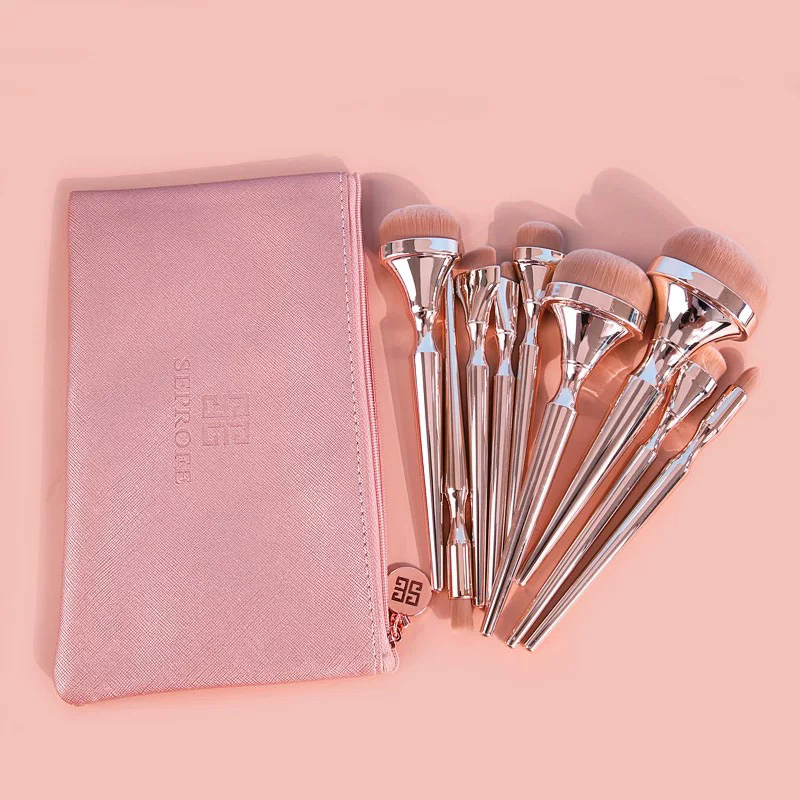 9PCS Conjunto de Pincéis Grandes para Maquiagem Pincel de Sombra de Olhos Pincel de Sobrancelha Corretivo Cosméticos Ferramentas de Beleza Maquiagem