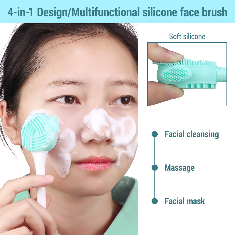 Multi Função 4 em 1 Aplicador Máscara Confortável Macio Silicone Escalpo Esfregador Massagem Limpeza Facial Profunda Pincel de Maquiagem